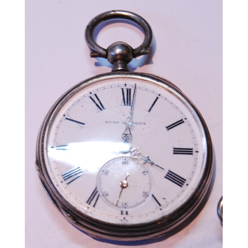 118 - Silver-cased open face pocket watch, stamped 925, and two white metal-cased open face pocket watches... 