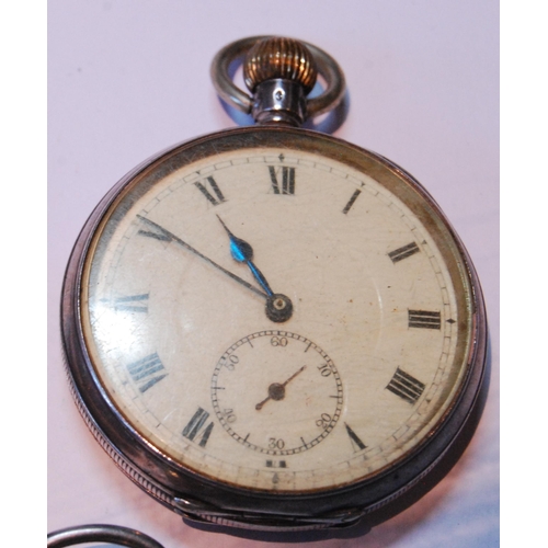 118 - Silver-cased open face pocket watch, stamped 925, and two white metal-cased open face pocket watches... 