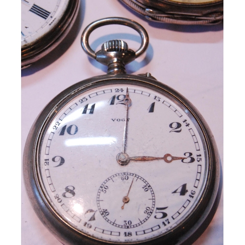 118 - Silver-cased open face pocket watch, stamped 925, and two white metal-cased open face pocket watches... 