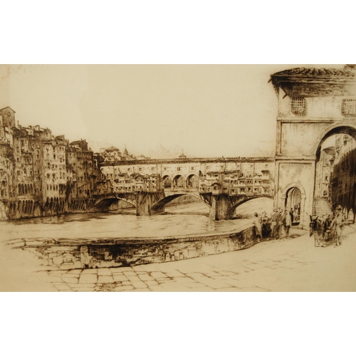 288 - Frederick Arthur Farrell (British, 1882 - 1935)Ponte Vecchio, FlorencePencil signed artist's proof o... 