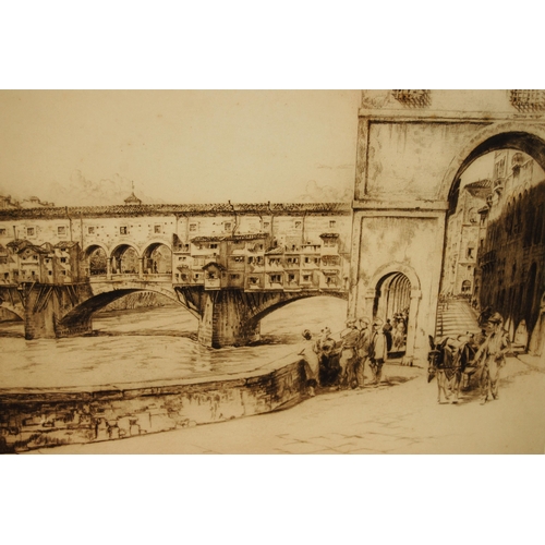 288 - Frederick Arthur Farrell (British, 1882 - 1935)Ponte Vecchio, FlorencePencil signed artist's proof o... 