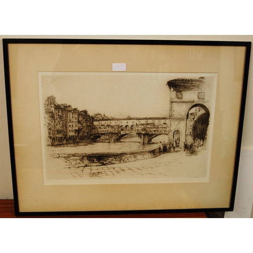 288 - Frederick Arthur Farrell (British, 1882 - 1935)Ponte Vecchio, FlorencePencil signed artist's proof o... 