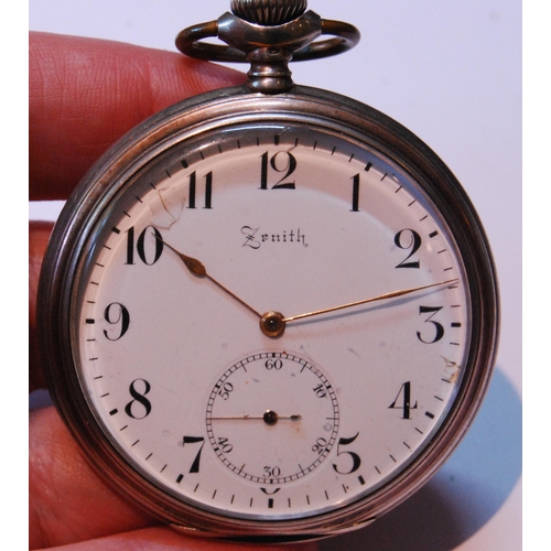 124 - Zenith Grand Prix Paris 1900 15 rubis silver-cased open face pocket watch with seconds dial, stamped... 