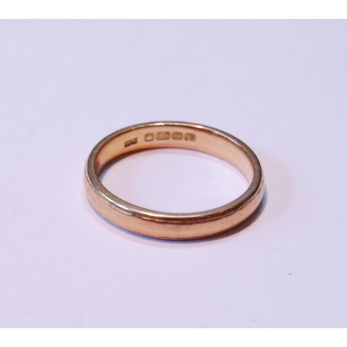 77 - 18ct gold plain band ring, hallmarks for Birmingham, size S, 5g.