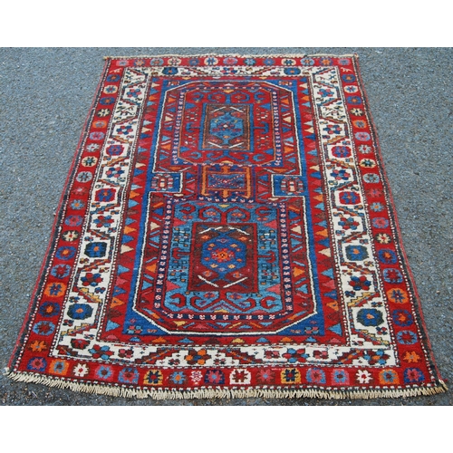 302 - Antique Turkish Anatolian-style hand-knotted rug decorated with precious objects and all over geomet... 