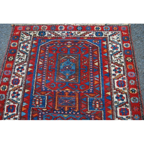 302 - Antique Turkish Anatolian-style hand-knotted rug decorated with precious objects and all over geomet... 