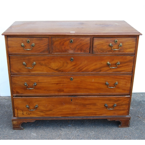 346 - George III mahogany chest of drawers, c. late 18th/early 19th century, with three short and three lo... 