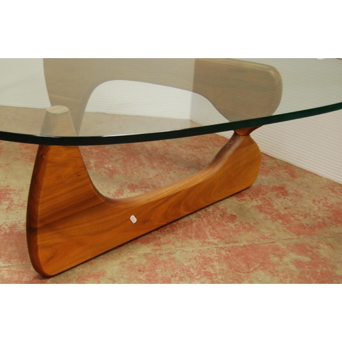 350 - In the Manner of Sika MøblerRetro Danish teak designer coffee table with shaped glass top, possibly ... 