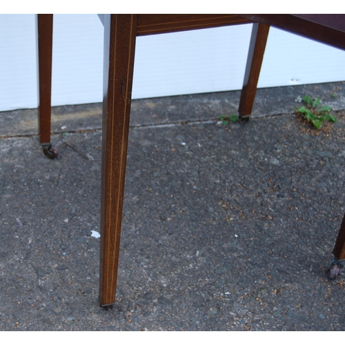 351 - Edwardian marquetry inlaid envelope card table, with all over chequered coromandel and satinwood inl... 