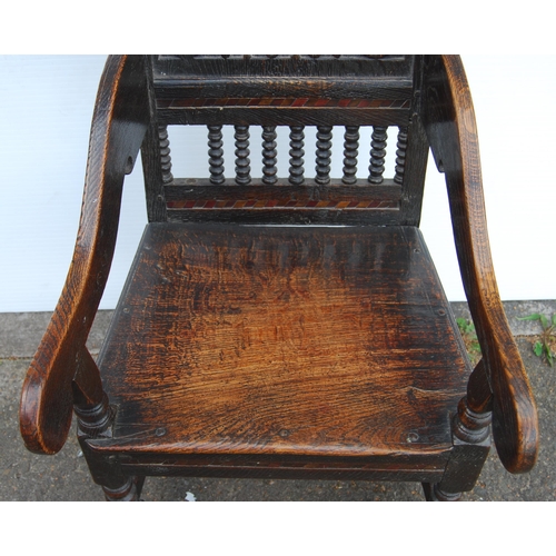 358 - Charles II period oak Wainscot chair, probably South Yorkshire origin, early to mid 17th century, wi... 