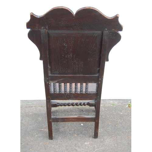 358 - Charles II period oak Wainscot chair, probably South Yorkshire origin, early to mid 17th century, wi... 