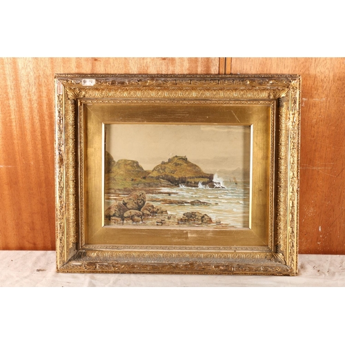 15 - W BURRY, Coastal scene with cattle grazing, watercolour, signed and dated 1881, 18cm x 26cm, gilt fr... 