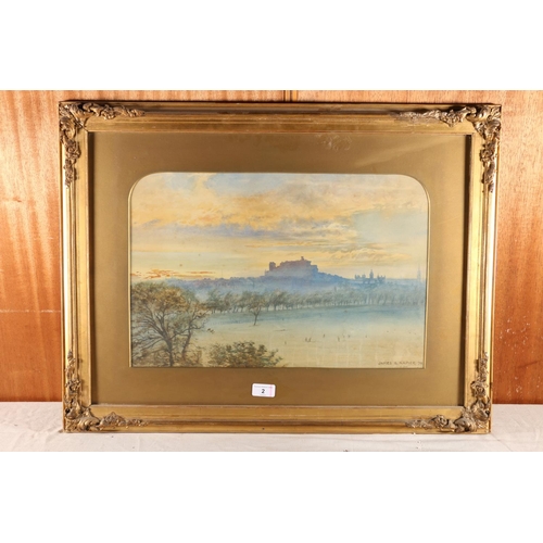 2 - JAMES B. NAPIER, Edinburgh Castle from the Meadows, watercolour, signed and dated '72 lower right, 3... 