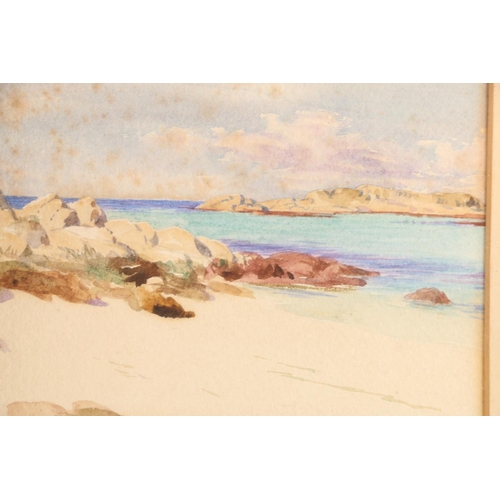 26 - TA, Iona beach scene, watercolour, signed with initials and dated 1906 lower right, 11cm x 16cm, gil... 