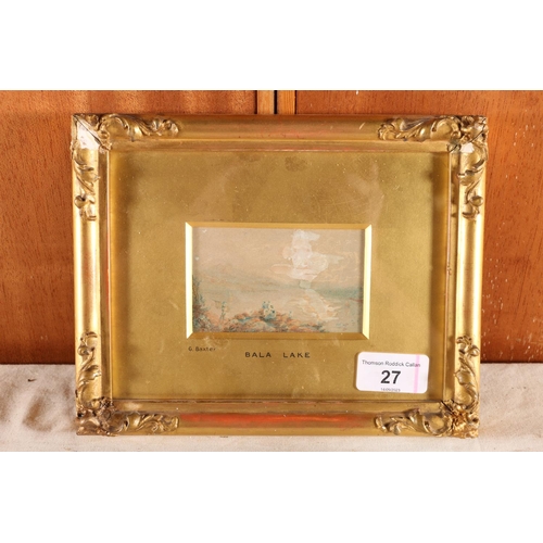 27 - G BAXTER, Bala Lake, watercolour, inscribed to mount 5cm x 9cm, gilt frame 17cm x 21cm. #176