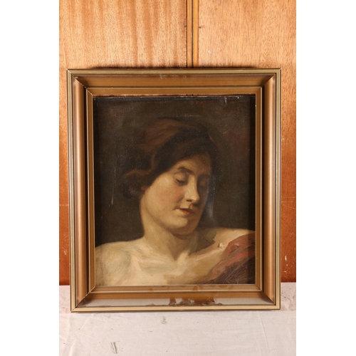 40 - 19TH CENTURY SCHOOL, Bust length portrait of a lady, oil on canvas, unsigned, 37cm x 31cm, frame 46c... 