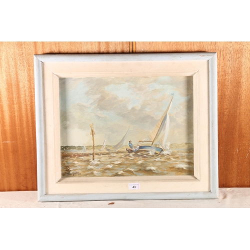 43 - STONE, Sailing regatta, oil painting, signed and dated '53 lower left, 33cm x 44cm, frame 48cm x 59c... 