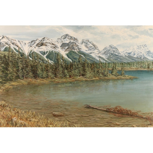 51 - CAROLYN MENU, Canadian Rockies, oil on canvas, signed and dated 1978 verso, 44cm x 59cm, frame 65cm ... 