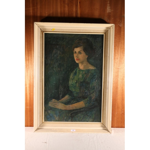 70 - A MUCKLE, Portrait of a lady seated, oil on canvas, signed verso, 74cm x 48cm, frame 90cm x 64cm.