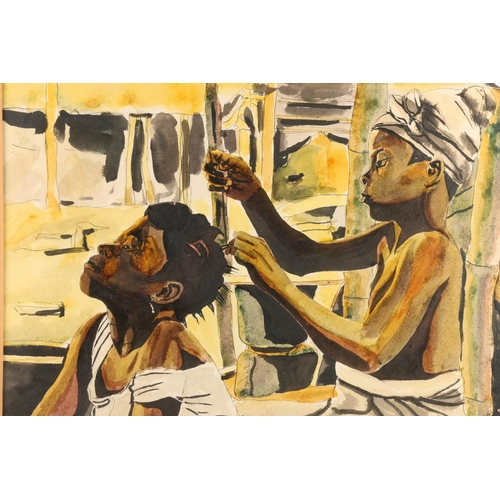 74 - C T DOVE, African barbers, watercolour, signed lower left, 29cm x 44cm, frame 45cm x 60cm.