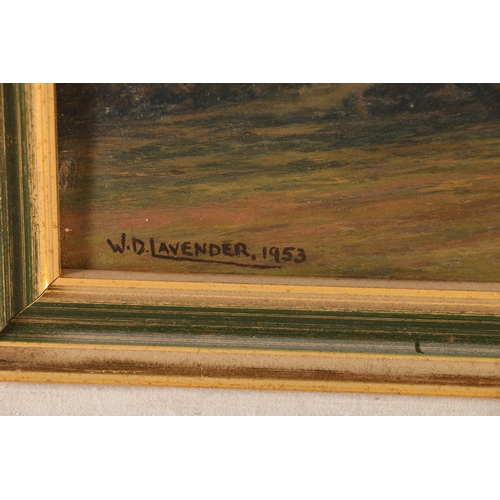 76 - W D LAVENDER, Landscape, oil on canvas, signed and dated 1953 lower left, 34cm x 44cm, gilt frame 40... 