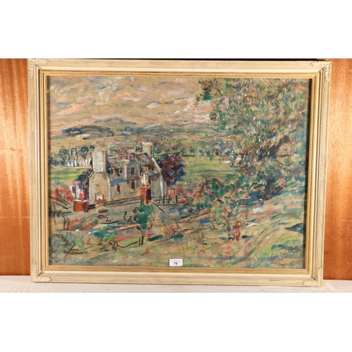 78 - 20TH CENTURY SCHOOL, Large house in a landscape, mixed media, unsigned, 54cm x 74cm, frame 64cm x 84... 