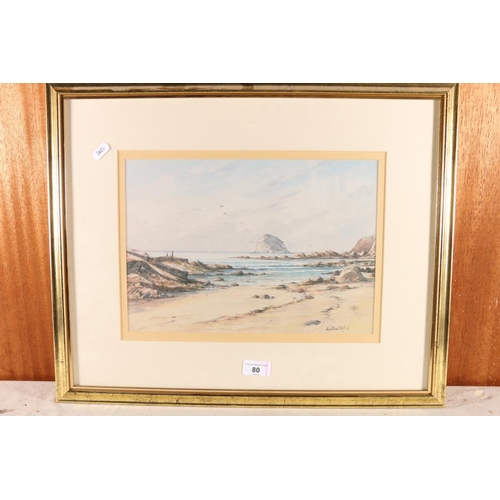 80 - JOHN BATHGATE, Bass Rock, watercolour, signed lower right, 23cm x 33cm, frame 44cm x 54cm.