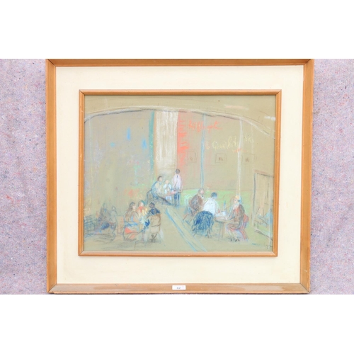 82 - TAWORA KAPLON, The Florian Cafe, pastel drawing, signed to label verso, 44cm x 54cm, frame 66cm x 74... 