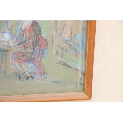 82 - TAWORA KAPLON, The Florian Cafe, pastel drawing, signed to label verso, 44cm x 54cm, frame 66cm x 74... 