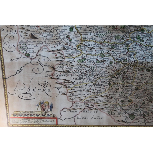 93 - Map of West Riding of Yorkshire after JOHN SPEEDE titled 'The West Ridinge of Yorkshyre', 38cm x 51c... 