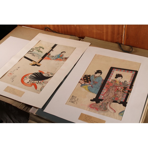 99 - CHIKANOBU (Japanese 1838-1912), three woodblock prints on paper, 34cm x 22cm, KUNIMASA, Loyal Samura... 