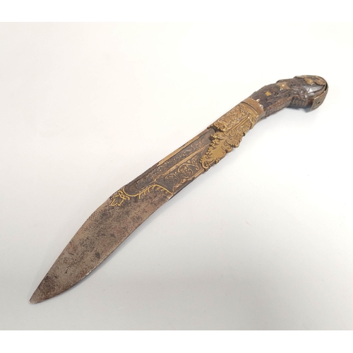 204 - Early 18th century Piha-Kaetta dagger of the Sinhalese people of Sri Lanka with engraved and inlaid ... 