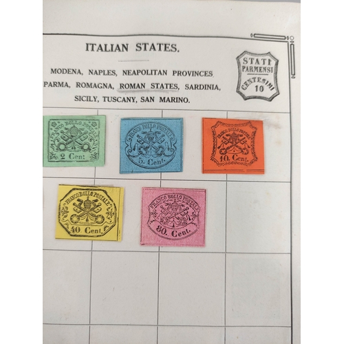 244 - Papal States. Album sheet comprising of seven early imperforated Papal States issues dating predomin... 