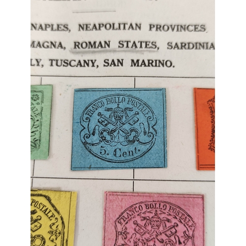 244 - Papal States. Album sheet comprising of seven early imperforated Papal States issues dating predomin... 