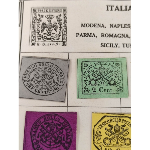 244 - Papal States. Album sheet comprising of seven early imperforated Papal States issues dating predomin... 