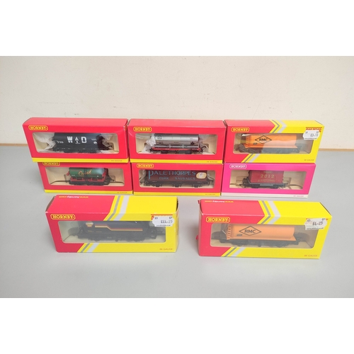 106 - Hornby Railways. Eight boxed 00 gauge rolling stock goods wagons and tankers to include two R6421 RM... 