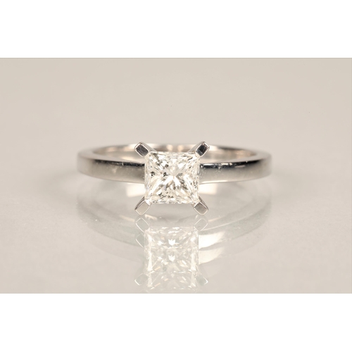 101 - Ladies 18ct white gold diamond solitaire ring, princess cut 0.5 carat diamond set on an 18ct white g... 