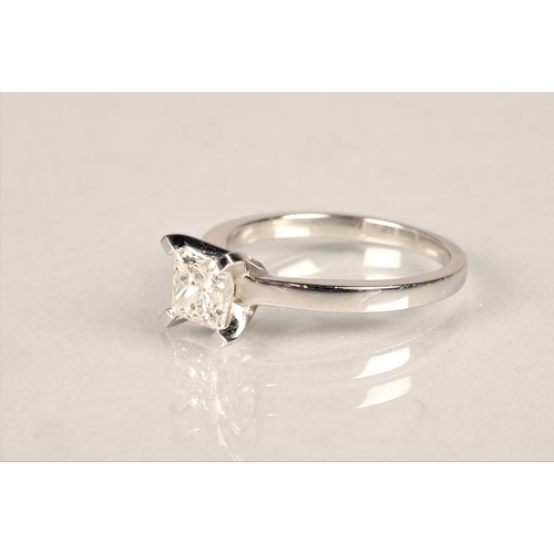 101 - Ladies 18ct white gold diamond solitaire ring, princess cut 0.5 carat diamond set on an 18ct white g... 