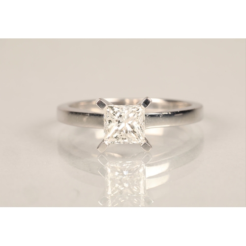 101 - Ladies 18ct white gold diamond solitaire ring, princess cut 0.5 carat diamond set on an 18ct white g... 