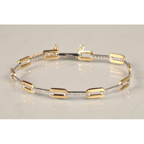 114 - Ladies 18ct white & yellow two-tone gold bracelet, set with diamond chips, length 19cm, weight 1... 