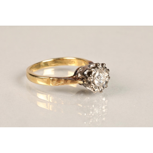 124 - Ladies 18ct gold diamond solitaire ring, central stone 0.4 carat set in an illusion setting on an 18... 