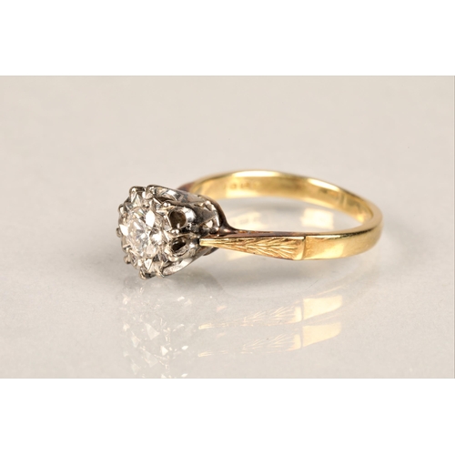 124 - Ladies 18ct gold diamond solitaire ring, central stone 0.4 carat set in an illusion setting on an 18... 