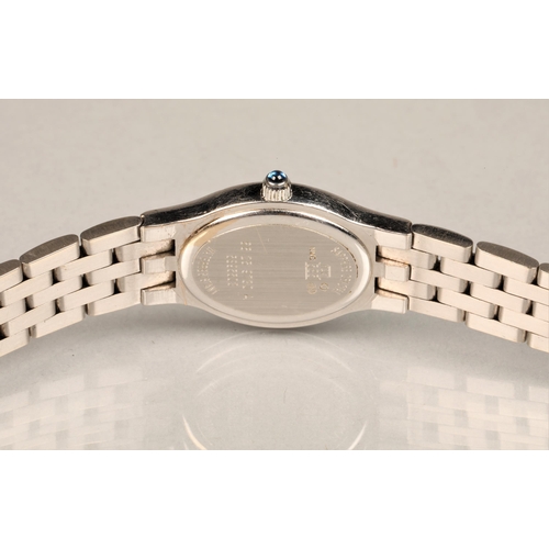 160 - Ladies 14K white gold Movado wrist watch, mother of pearl dial with sapphire crystal hour markers an... 