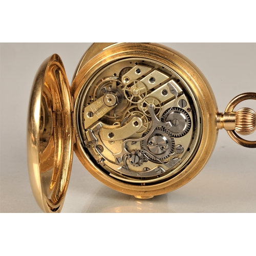 161 - Gents 18ct gold Swiss invicta five hour pocket watch, white enamel dial with roman numeral hour mark... 