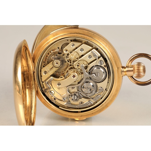 161 - Gents 18ct gold Swiss invicta five hour pocket watch, white enamel dial with roman numeral hour mark... 