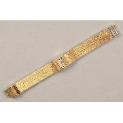 169 - Ladies 9ct yellow gold Record De Luxe wrist watch, rectangular dial with baton hour markers on a 9ct... 