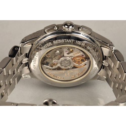 171 - Gents Zenith EL Primero chronograph automatic bracelet wrist watch, with date aperture, reference No... 