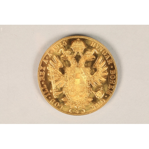 178 - Austrian gold four Ducats coin ( 1915 restrike)