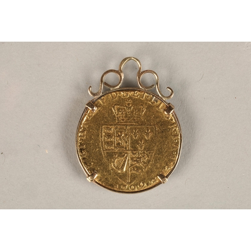 181 - George III gold spade Guinea coin 1792, in pendant mount, total weight 9 grams