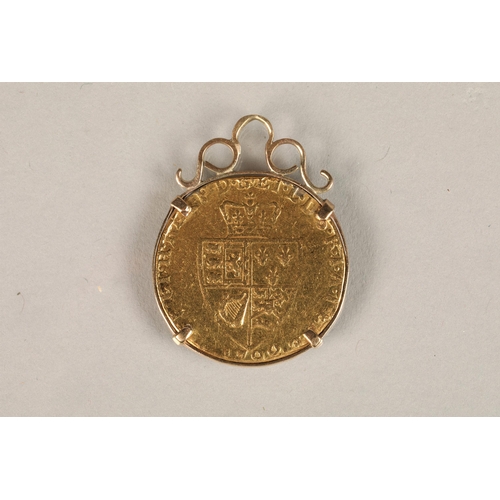 181 - George III gold spade Guinea coin 1792, in pendant mount, total weight 9 grams